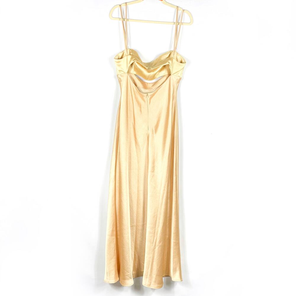 Bec & Bridge Carrie Maxi Dress Yellow Cutout Satin Slip Gown Sleeveless 10 US - Picture 11 of 13